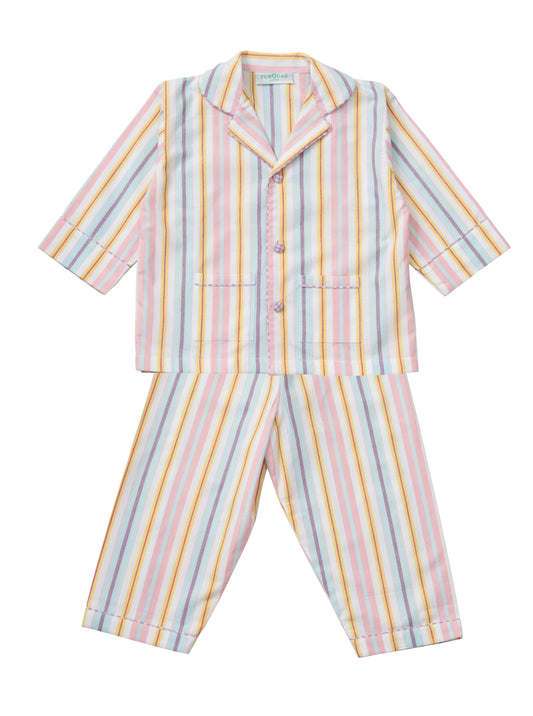 Cotton candy and all things nice, these stripe cotton pyjamas suit all children. From Turquaz. Full set. 
