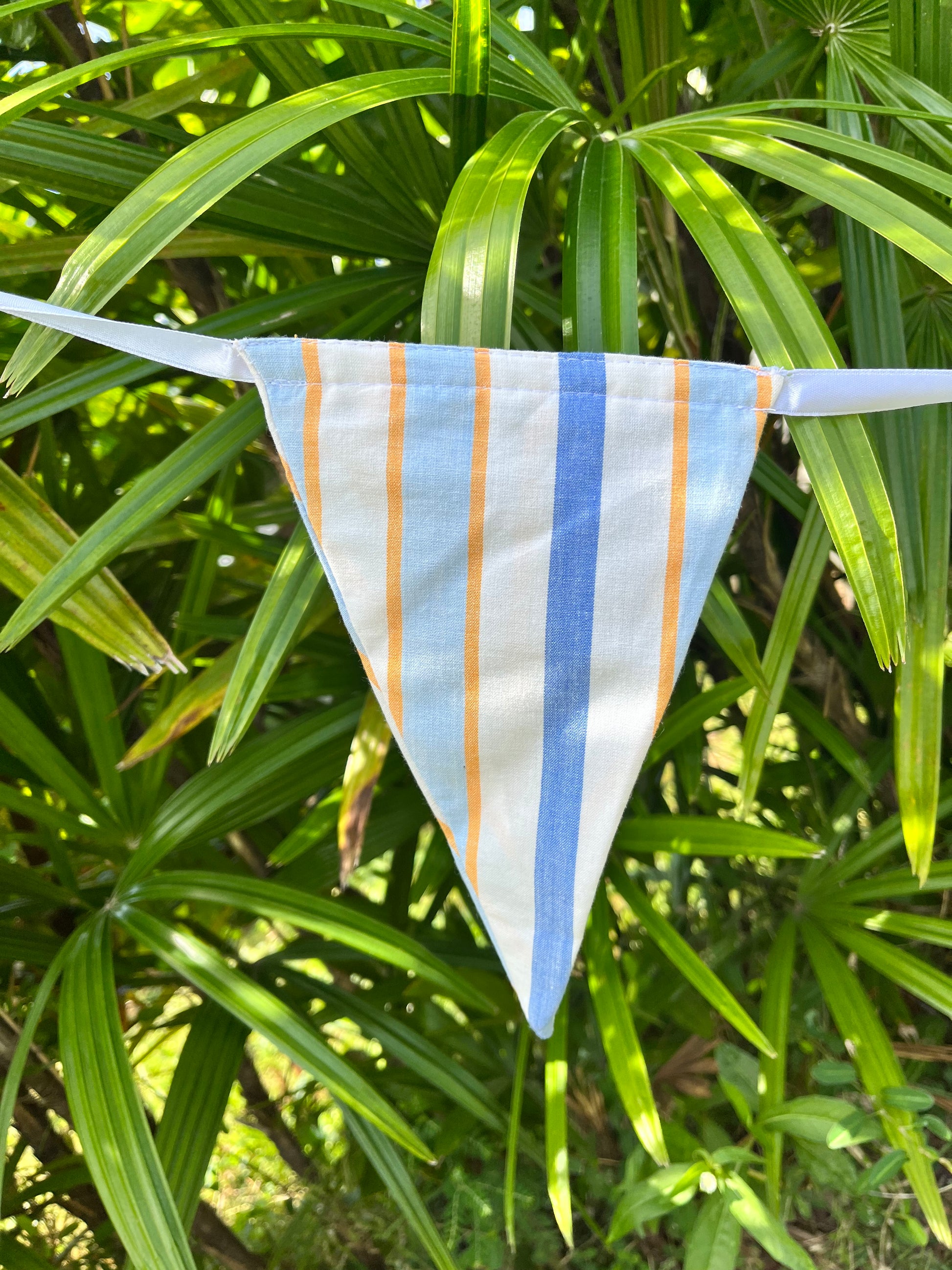 Close up of wide striped flag on Balloo bunting from Turquaz.