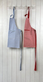 Red and Blue gingham aprons for children from TurQuaz.