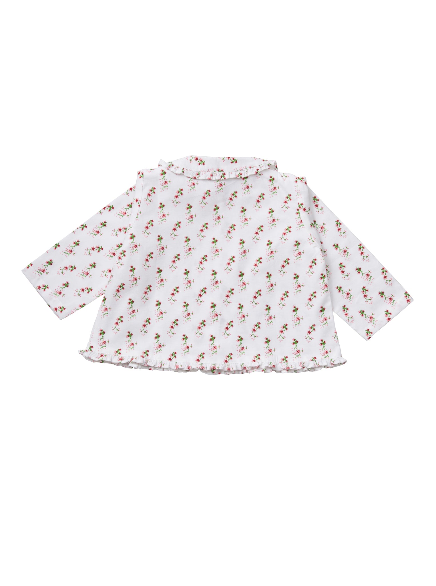 Classic floral print cotton pyjamas for children from Turquaz. Top back.
