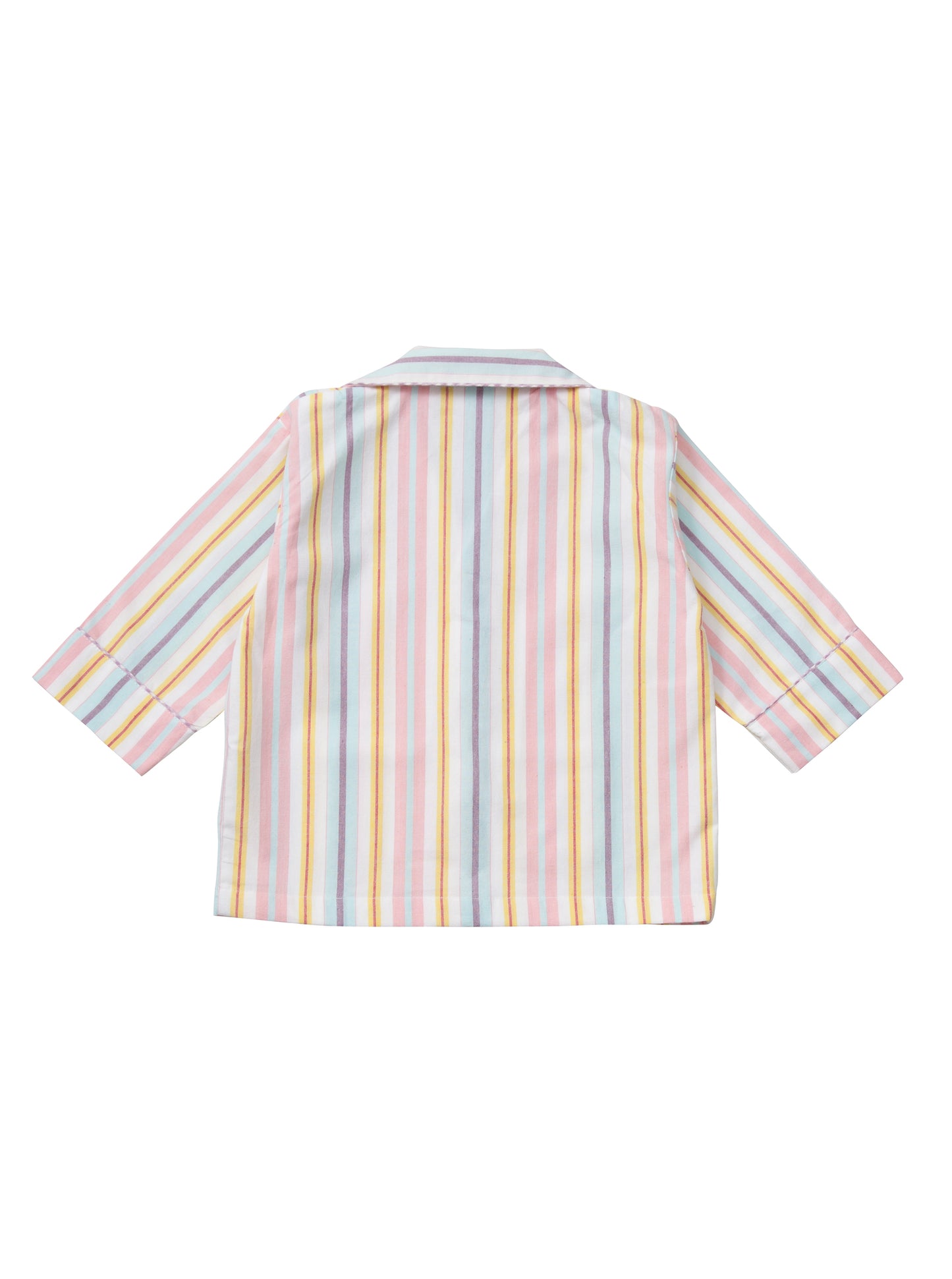 Cotton candy and all things nice, these stripe cotton pyjamas suit all children. From Turquaz. Top back.