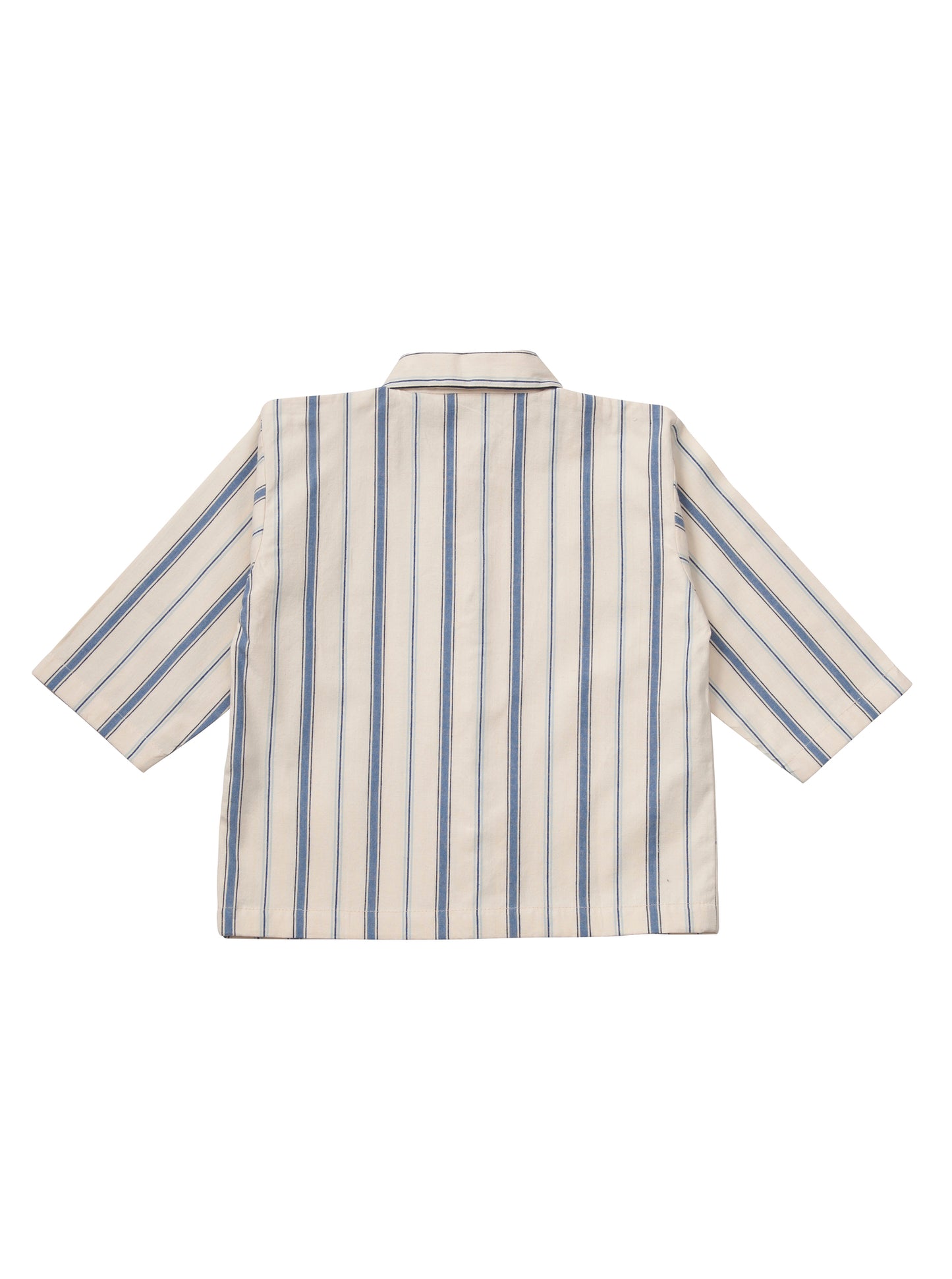 Henley blue and natural cotton striped children's pyjamas from Turquaz. 100% cotton.