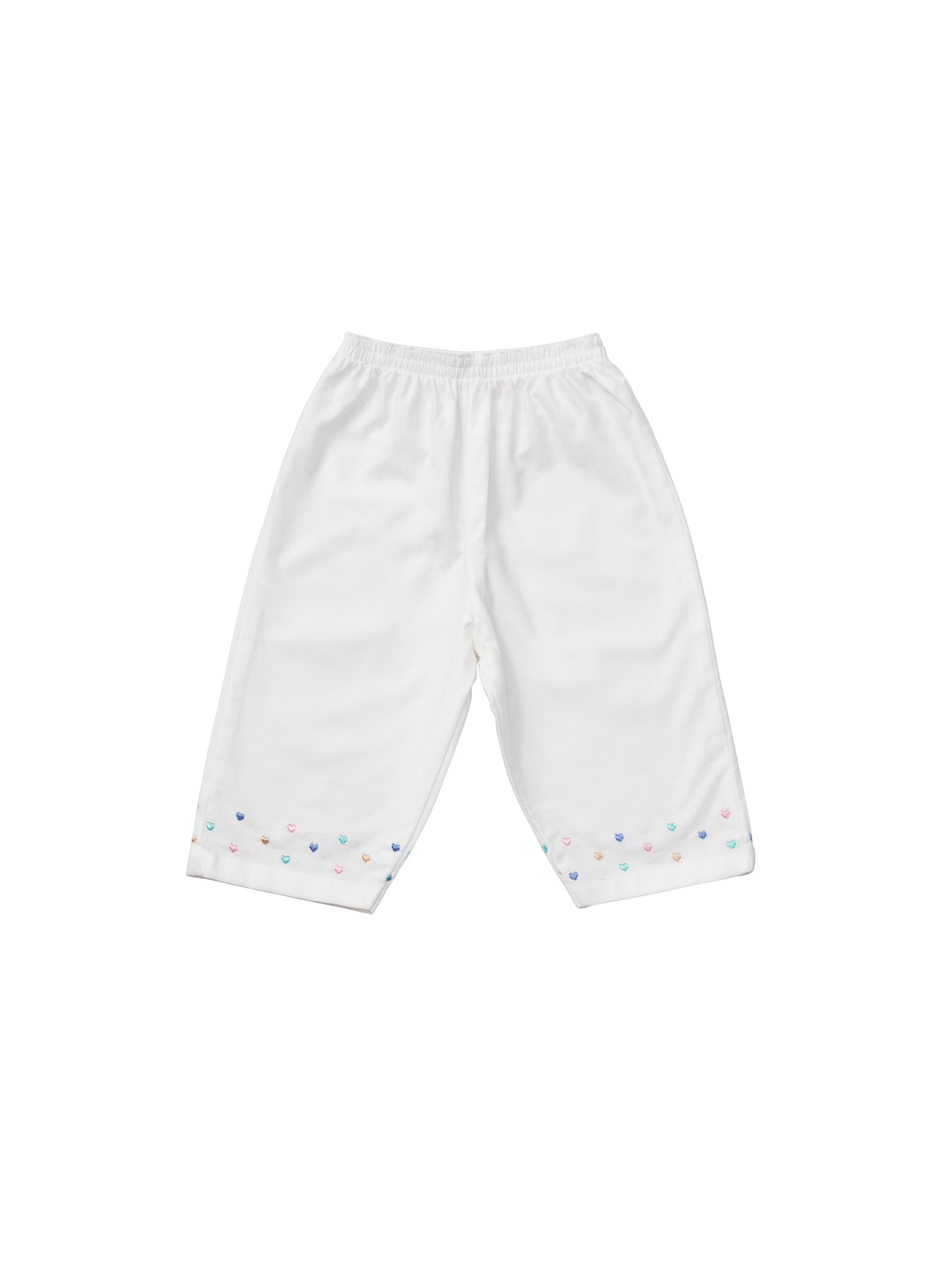 White cotton children's pyjamas with hearts galore. Designed with love by Turquaz.