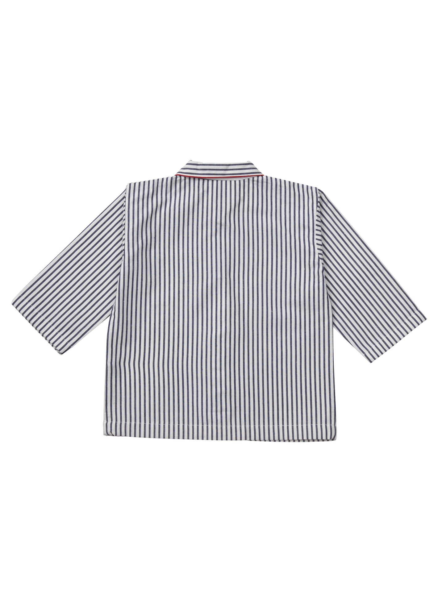 Classic striped cotton pyjama for children from Turquaz, with red trimming.