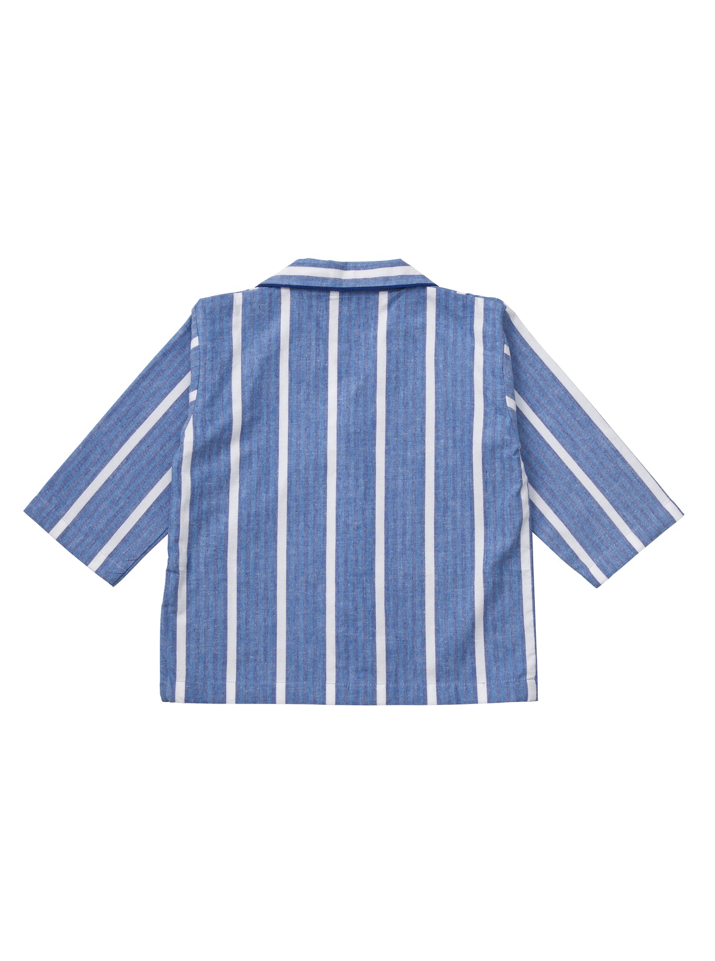 A classic chalk stripe blue cotton pyjama set for children from Turquaz.