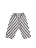 Bottoms. Traditional white and blue striped children's pyjamas made in soft brushed cotton with red piping and scorpion motifs. 