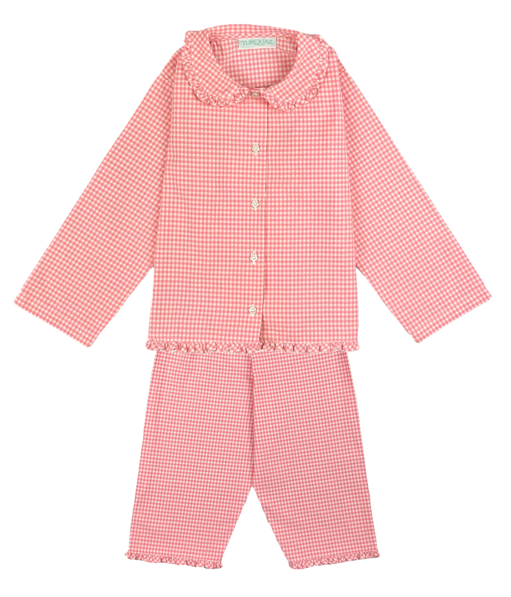 Cotton Candy classic pink gingham cotton pyjama set by TurQuz.