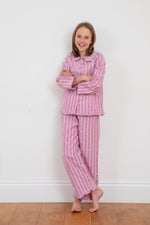 Pink and white striped pure cotton pyjamas for kids by TurQuaz