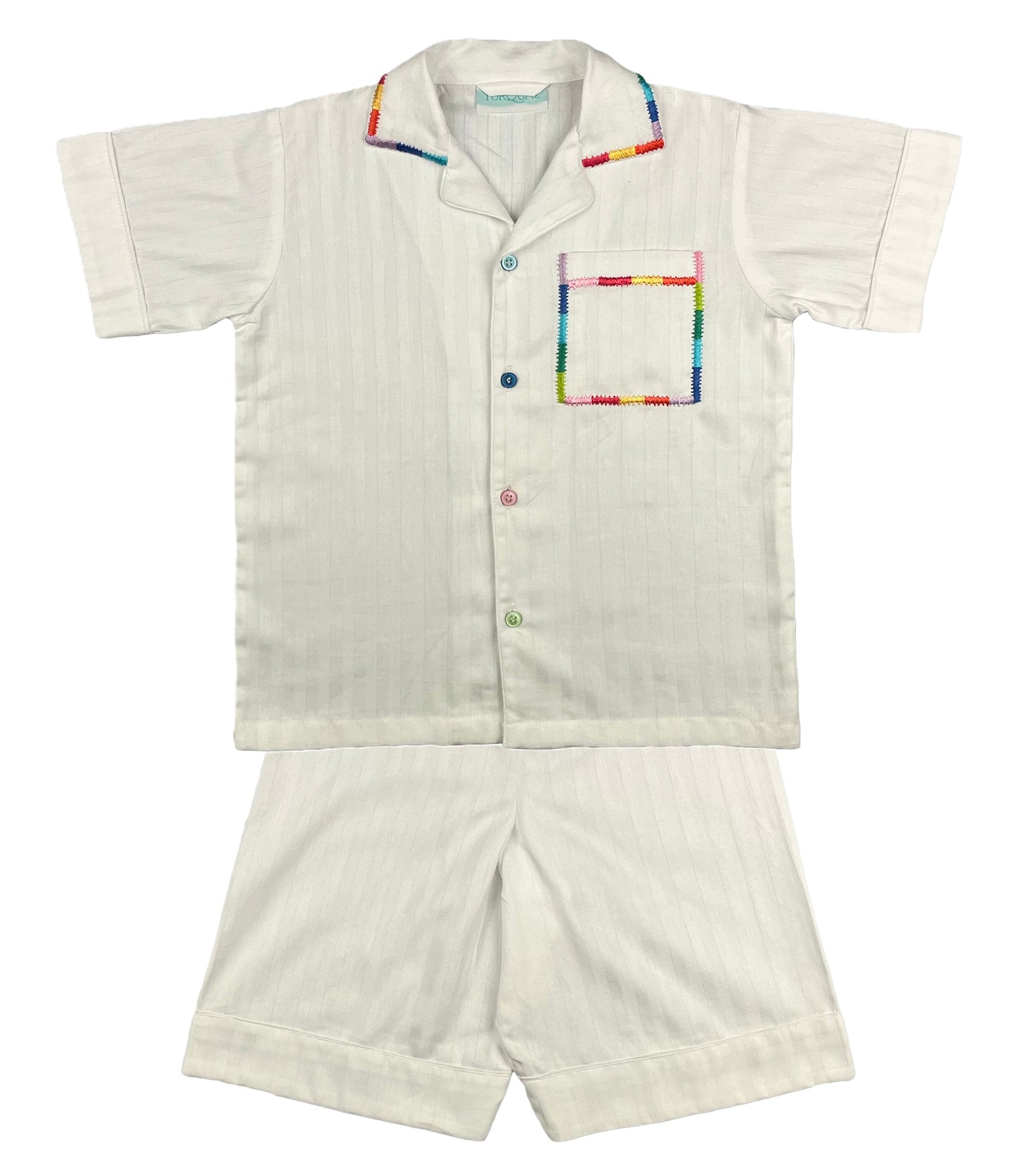 Rainbow pyjama set for kids in 100% natural cotton, by TurQuaz.