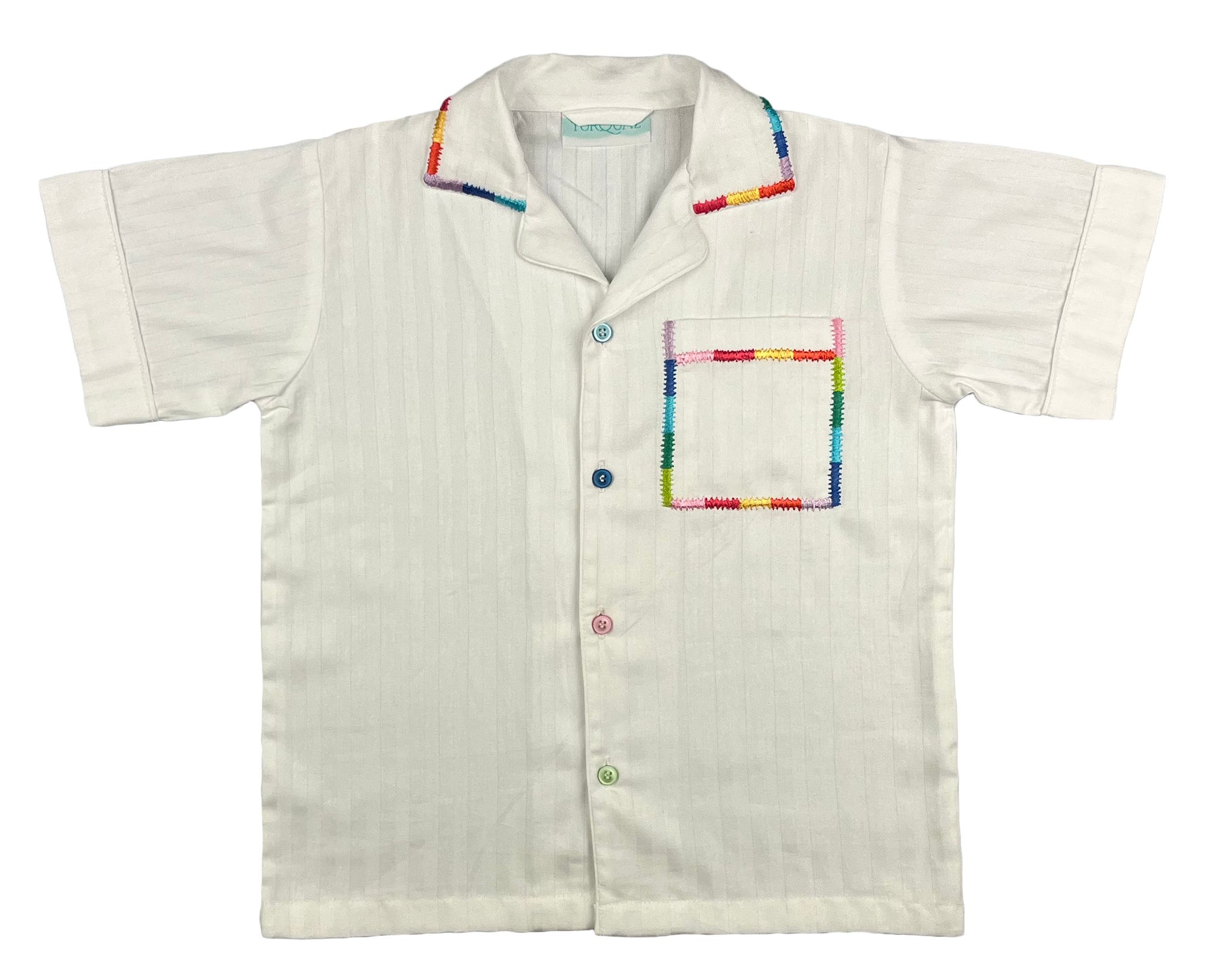 Rainbow pyjama top for kids in 100% natural cotton, by TurQuaz.